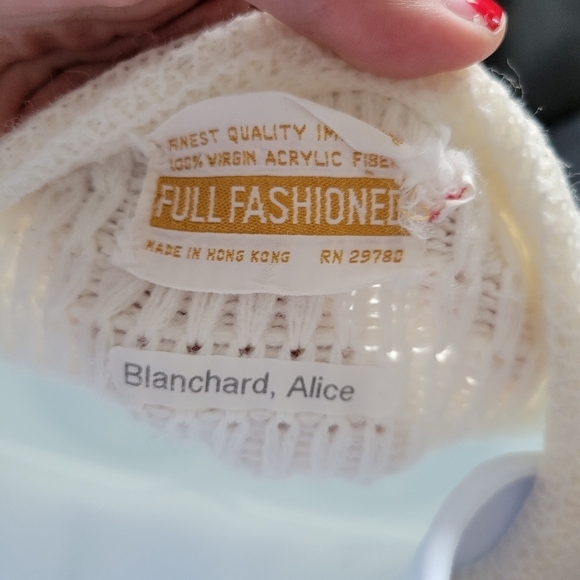 Full Fashioned Vintage Ivory Knit Cardigan Button Up 100% Virgin Acrylic Fibers - Picture 7 of 8